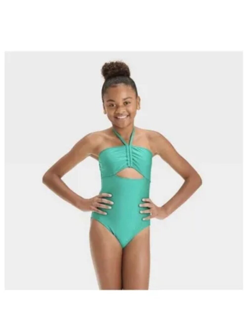 Art Class size Small (6/7)  Bright Green One-piece Bandeau-Halter Neck Swimsuit
